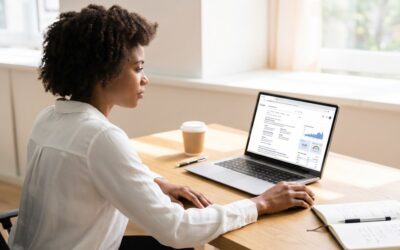Black female real estate agent reviewing Google search results and SEO analytics for IDX website listing pages