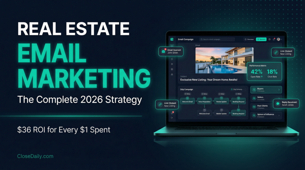 Real estate email marketing guide dashboard with campaign planning and lead nurturing strategy