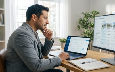 Real estate agent comparing Sierra Interactive and CloseDaily IDX platforms on dual monitors