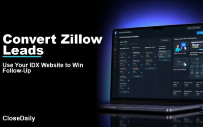 Convert Zillow Leads featured image with a dark real estate technology dashboard and CloseDaily branding