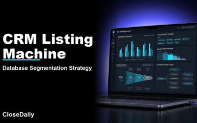 CRM Listing Machine featured image with a dark real estate technology dashboard and CloseDaily branding