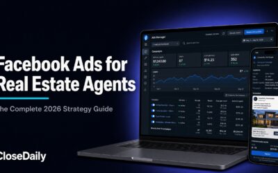 Facebook Ads Manager dashboard showing real estate campaign performance metrics and lead generation results