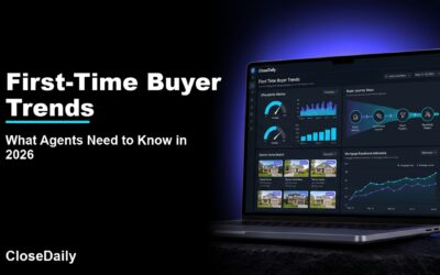 First-Time Buyer Trends featured image with a dark real estate technology dashboard and CloseDaily branding