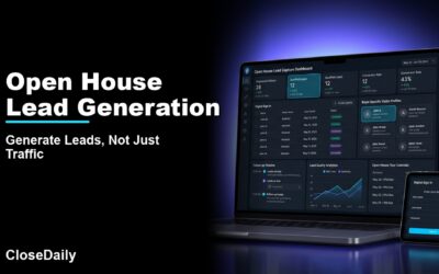 Open House Lead Generation featured image with a dark real estate technology dashboard and CloseDaily branding