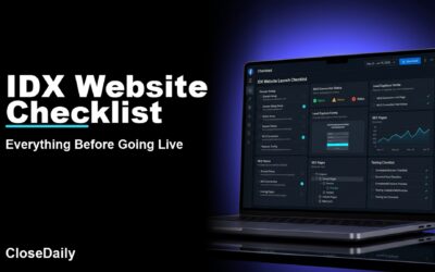 IDX Website Checklist featured image with a dark real estate technology dashboard and CloseDaily branding