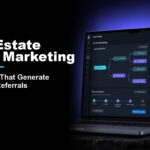 Real estate email marketing featured image with dark campaign automation dashboard and CloseDaily branding
