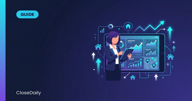 Real estate agent reviewing investment property charts and portfolio dashboard