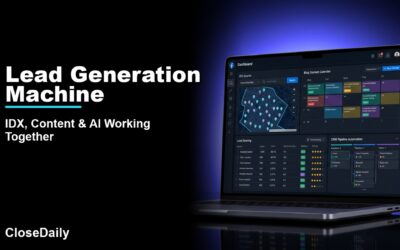 Lead Generation Machine featured image with a dark real estate technology dashboard and CloseDaily branding
