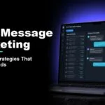 Real estate text message marketing featured image with dark SMS dashboard and CloseDaily branding