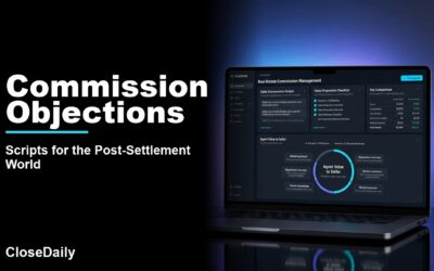 Commission Objections featured image with a dark real estate technology dashboard and CloseDaily branding