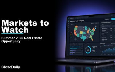 Markets to Watch featured image with a dark real estate technology dashboard and CloseDaily branding