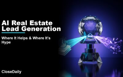 AI Real Estate Lead Generation featured image with AI split prism and practical response path and CloseDaily branding