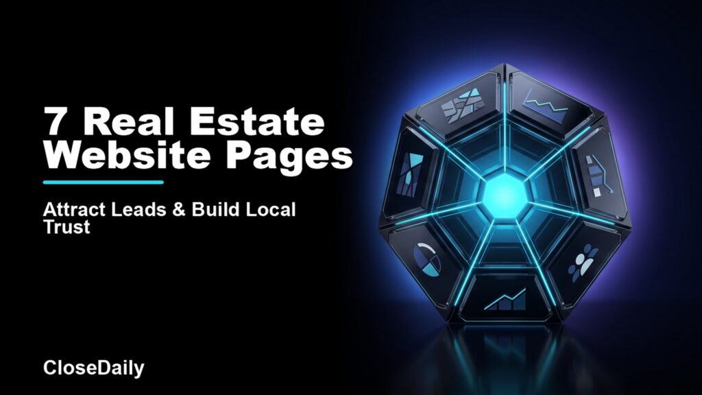 Real estate agent planning seven custom website pages for neighborhood leads, home valuations, vendors, testimonials, relocation, and market reports