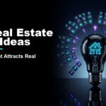 55 Real Estate Blog Ideas featured image with idea constellation and editorial lightbulb and CloseDaily branding