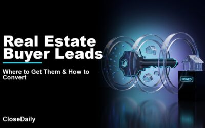 Real Estate Buyer Leads featured image with buyer journey key and property rings and CloseDaily branding