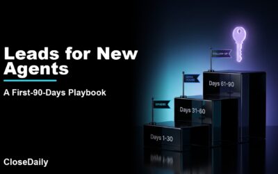 Leads for New Agents featured image with 90-day calendar staircase and CloseDaily branding