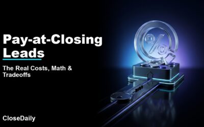 Pay-at-Closing Leads featured image with closing key and referral-fee mechanism and CloseDaily branding