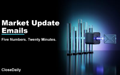 Market Update Emails featured image with five-stat cylinder email engine and CloseDaily branding