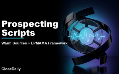 Prospecting Scripts featured image with dialogue-card helix and qualification wheel and CloseDaily branding
