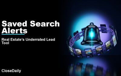 Saved Search Alerts featured image with glass notification bell with orbiting listings and CloseDaily branding