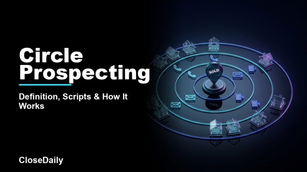 Circle Prospecting featured image with concentric neighborhood prospecting rings and CloseDaily branding
