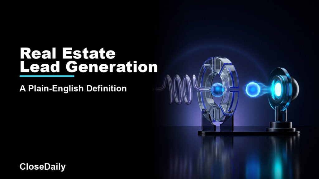 Real Estate Lead Generation featured image with attract-capture-nurture machine and CloseDaily branding