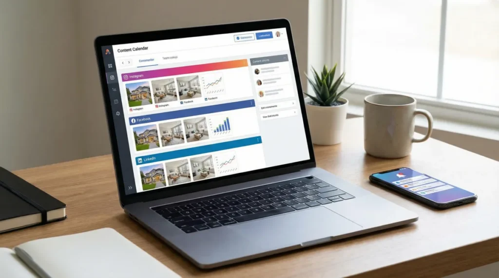 CloseDaily Social Planner scheduling a month of real estate content